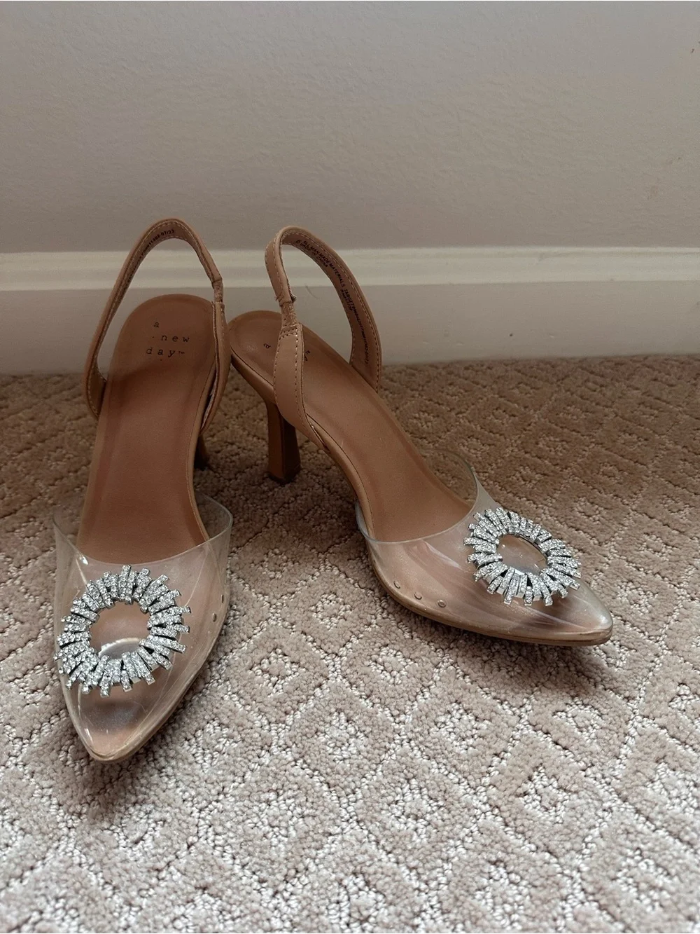 a new day Clear Slingback Heels with Crystal Sunburst - Nude